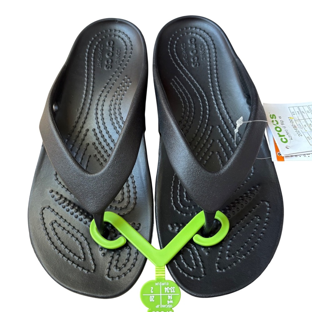 Crocs Kadee II Flip W Black Womens Sandals‎ Thong 202492-001 Size 4 NWT